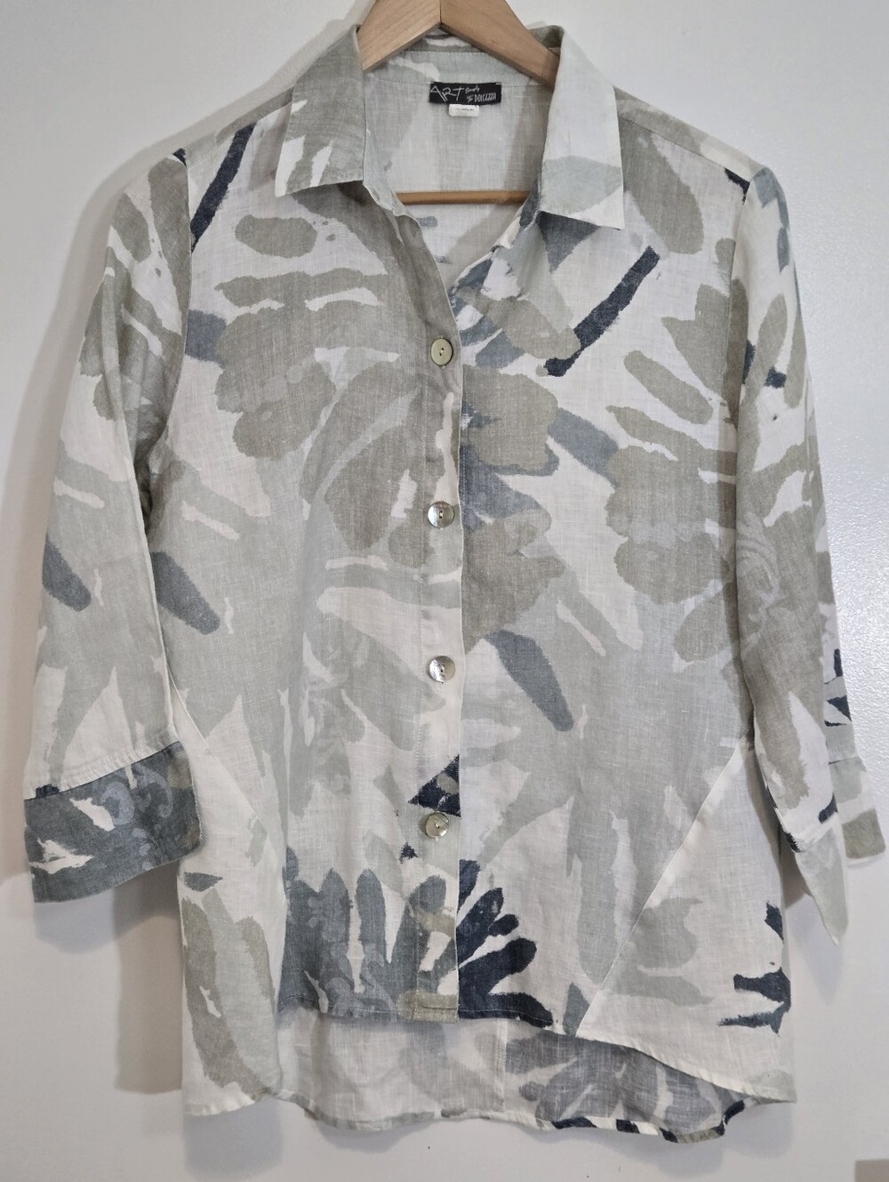 Art by Dolcezza Abstract Floral Button-Down Shirt Linen Blend OVERSIZE